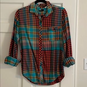 Plaid flannel button down shirt